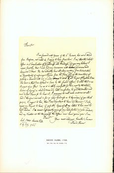 Item #15-6738 David Hume, 1766; facsimile of manuscript. From Universal Classic Manuscripts:...