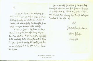 Item #15-6745 Samuel Johnson, 1781; facsimile of manuscript. From Universal Classic Manuscripts:...