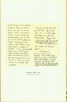 Item #15-6755 Charles Lamb, 1822; facsimile of manuscript. From Universal Classic Manuscripts:...