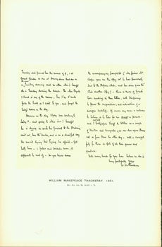 Item #15-6759 William Makepeace Thackeray, 1851; facsimile of manuscript. From Universal Classic...