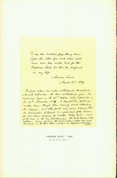 Item #15-6760 "George Eliot", 1859; facsimile of manuscript. From Universal Classic Manuscripts: Facsimiles From Originals in the Department of Manuscripts, British Museum. George Frederic Warner, Stanislaus Murray Hamilton, Oliver H. Leigh, intr.