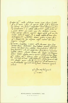 Item #15-6765 Michelagniolo Buonarroti, 1508; facsimile of manuscript. From Universal Classic...