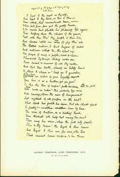 Item #15-6766 Alfred Tennyson, Lord Tennyson, 1872; facsimile of manuscript. From Universal...