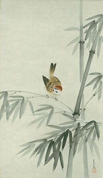 Item #15-6847 [Bamboo And Bird]. "Happiness" stamped in Japanese characters. 19th Century Japanese Artist.
