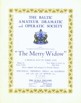 Item #15-6885 The Merry Widow. A Musical Play In Three Acts. 11-14 March, 1964. Souvenir...