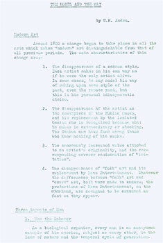 Item #15-6997 The Pattern and the Way. The Model and the Way. W. H. Auden