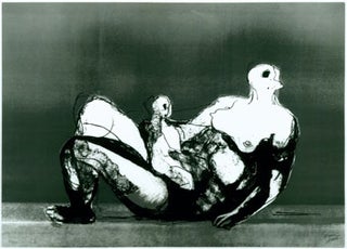 Item #15-7032 Photograph of Reclining Mother and Child, Blue Background (1982). Henry Moore