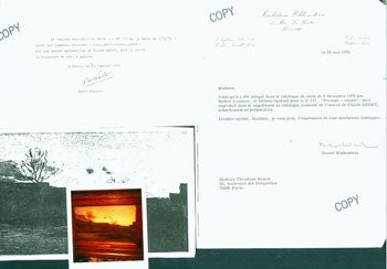 Pasquale Iannetti Art Galleries, Inc.; Fondation Wildenstein; Daniel Wildenstein - Copies of Correspondence and Photographs Regarding Authentification of a Goache by Claude Monet