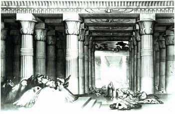 Item #15-7075 Photographs (black & white) of Egyptian Temple painting. Inc Pasquale Iannetti Art Galleries.