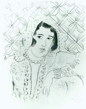 Item #15-7099 Photograph of line drawing, woman wearing bonnet, by Henri Matisse. Inc Pasquale...