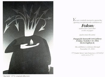 Item #15-7284 Jean-Michel Folon, 1983 Exhibition. Inc Pasquale Iannetti Art Galleries.