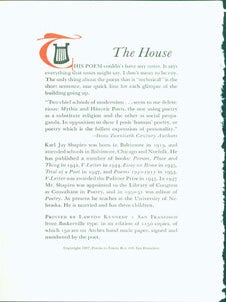 Item #15-7334 The House. Karl Jay Shapiro, Lawton Kennedy