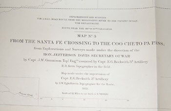 Item #15-7369 US Pacific Railroad Survey: Map No. 3. From The Santa Fe Crossing To The Coo-Che To-Pa Pass. United States War Department, Capt. John William Gunnison.