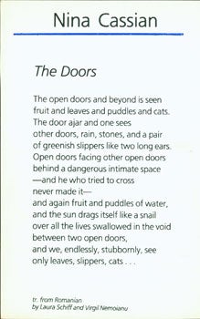 Item #15-7413 The Doors. Nina Cassian, Laura Schiff, Virgil Nemoianu, transl