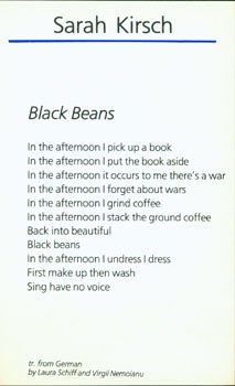 Item #15-7415 Black Beans. Sarah Kirsch, Laura Schiff, Virgil Nemoianu, transl