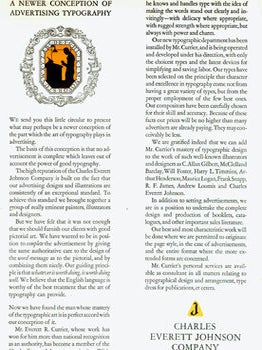 Item #15-7993 A Newer Conception of Advertising Typography. Charles Everett Johnson Company