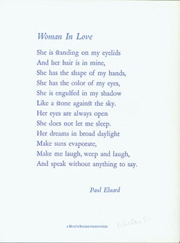 Item #15-8176 Woman In Love. des., print, Moe's Books, Paul Eluard, Wesley B. Tanner Arif Press