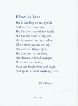 Item #15-8177 Woman In Love. des., print, Arif Press, Paul Eluard, Wesley B. Tanner