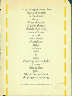 Item #15-8288 Trip: For Joanna. Faces On A Greyhound Bus. Arif Press, Michael McClure, Wesley B....