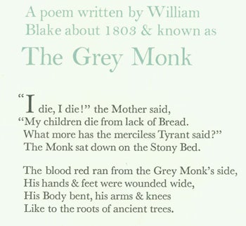 Arif Press; William Blake; Wesley B. Tanner (print) - The Grey Monk: A Poem Written by William Blake About 1803