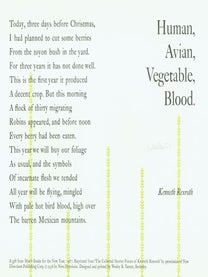 Item #15-8324 Human, Avian, Vegetable, Blood. Arif Press, Kenneth Rexroth, Moe's Books, Wesley B....