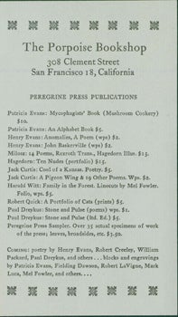 Item #15-8334 Peregrine Press Publications. Porpoise Bookshop, Gallery, Peregrine Press