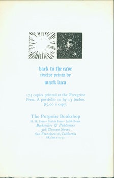 Item #15-8335 Back To The Cave: Twelve Prints by Mark Luca. Porpoise Bookshop, Gallery, Mark Luca, Henry Evans, Peregrine Press.