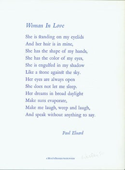 Item #15-8347 Woman In Love. des., print, Moe's Books, Paul Eluard, Wesley B. Tanner Arif Press