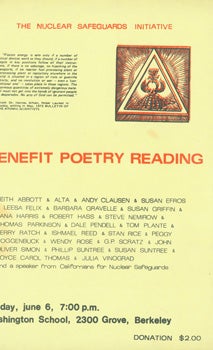 Item #15-8636 The Nuclear Safeguards Initiative. Benefit Poetry Reading. Californians For Nuclear...