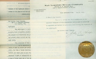 Item #15-8649 TLS (Stamped Document) San Lorenzo Sugar Company & John R. Phillips regarding...