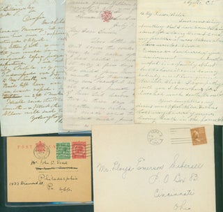 Item #15-8685 MS Letters. From Frank T. Huggins, to his sister in Mystic, CT; from Lucia in...