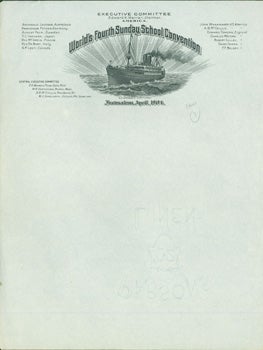 Item #15-8923 Letterhead for World's Fourth Sunday School Convention, Jerusalem, April, 1904....