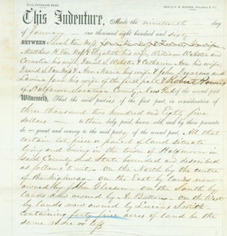 Item #15-8932 Full Covenant Deed: Sale of Property in Saratoga County, New York, to Robert...