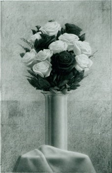 Item #15-9132 Photograph of Emerson Adams drawing of light & dark roses in straight vase, [1988,...