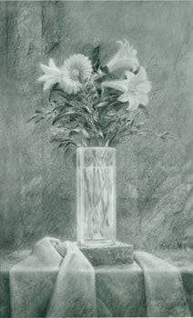 Pasquale Iannetti Art Galleries (San Francisco); Emerson Adams - Photograph of Emerson Adams Piece Daisies & Lillies, 1986, Original Graphite & Pastel Drawing