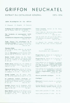 Item #15-9247 Griffon Neuchatel: Extrait Du Catalogue General, 1973 -1974. Editions Du Griffon,...