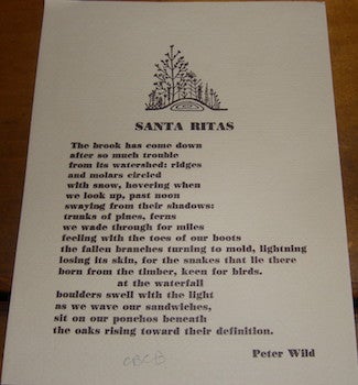 Item #15-9428 Santa Ritas. Cold Mountain Press, Peter Wild, Alan Watts, ill.