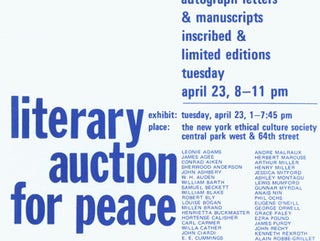 Item #15-9434 Literary Auction For Peace: autograph letters, manuscripts, first editions,...