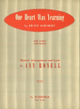 Item #15-9534 One Heart Was Yearning. For Voice and Piano. lyr., arr, G. Shirmer, Ann Ronell,...