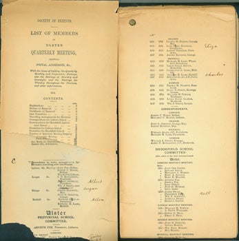 Society Of Friends (Ulster, Ireland) - Society of Friends. List of Members of Ulster: Quarterly Meeting. 1904