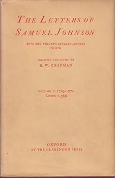 Item #16-1421 The Letters of Samuel Johnson: With Mrs. Thrale's Genuine Letters to Him. Three...