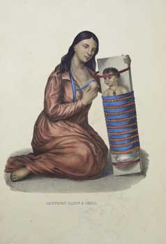 Item #16-2775 Chippeway Squaw & Child [Kneeling] from History of the Indian Tribes of North...