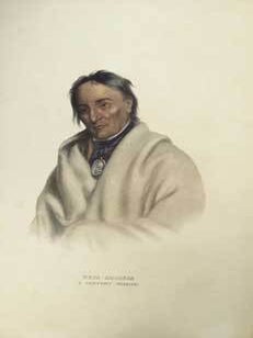 Item #16-2801 META-KOOSEGA / A CHIPPEWAY WARRIOR. / from History of the Indian Tribes of North...
