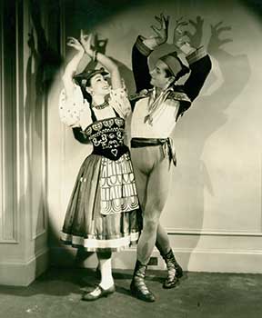 Item #16-2878 Olga Morosova and Roman Jasinsky in the Tarantella dance from Boutique Fantasque, II. Col. W. de Basil's Ballets Russes.