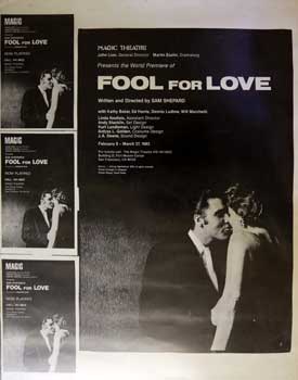 Wertheimer, Alfred and David Healy (artists) and Sam Shepard (writer) - Fool for Love. World Premiere. Poster [with Elvis Presley Tongue Kissing in 1956]