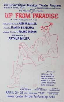 Item #16-2990 Poster for Up from Paradise, a musical with a book and lyrics by Arthur Miller and...