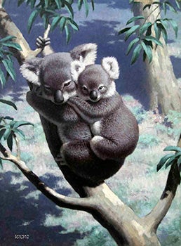 Osmond, Edward (1900-1981) - Two Koala Bears in a Tree