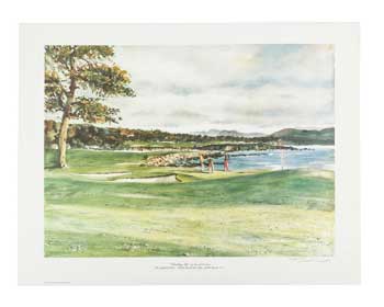 Item #16-3243 Finishing Up. The Eighteenth Hole - Pebble Beach. Signed. Donald Voorhees.