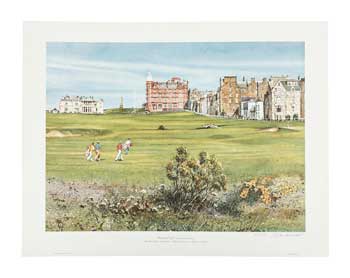 Item #16-3244 Home of Golf. The Road Hole, Seventeenth. the Old Course, St. Andrews, Scotland. Donald Voorhees.