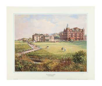 Item #16-3247 The Old Course, St. Andrews. Showing the Royal and Ancient Clubhouse. Signed. Donald M. Shearer.